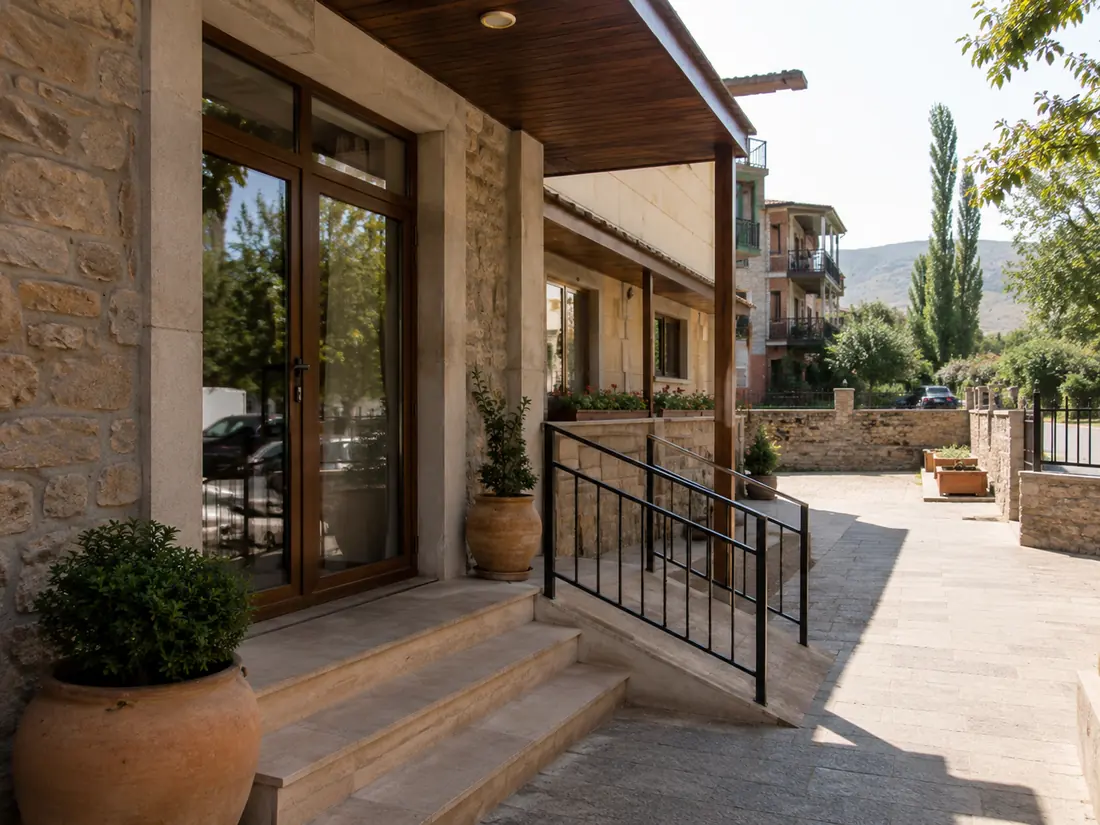 Hotel terrace entrance